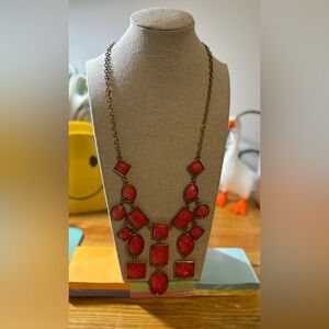 Gold Tone Coral Statement Necklace